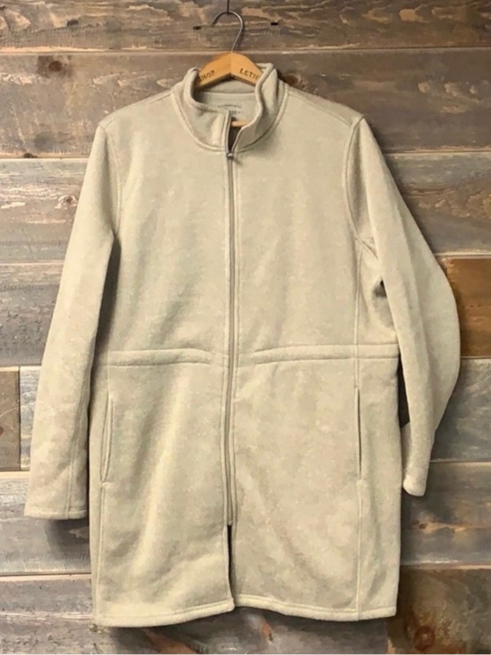 G.H. Bass & Co Long Fleece Jacket XXL Beige Full Zip Cozy Layering Coat